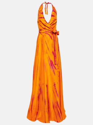 Selyem hosszú ruha Anna Kosturova narancsszínű