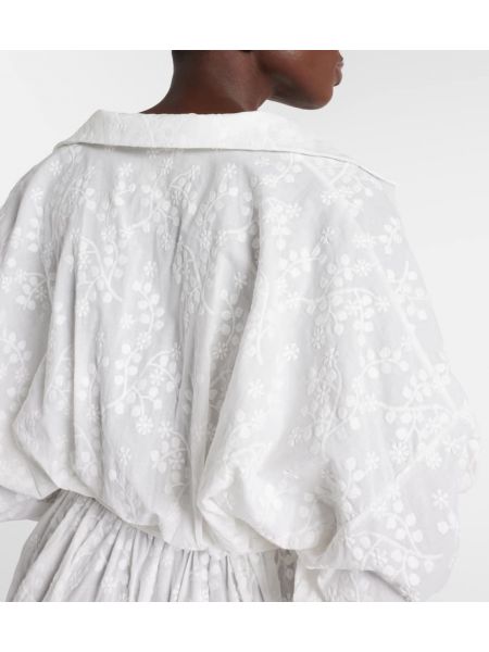 Haftowana sukienka długa bawełniana asymetryczna Norma Kamali biała