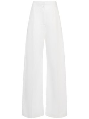 Voľné bavlnené nohavice Sportmax biela