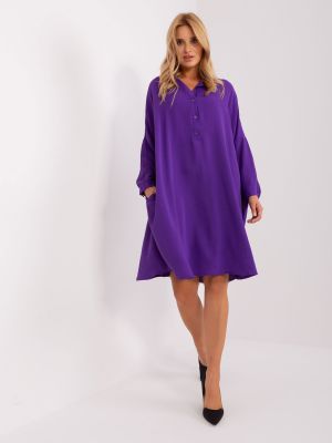 Košilové šaty s kapsami Fashionhunters fialové