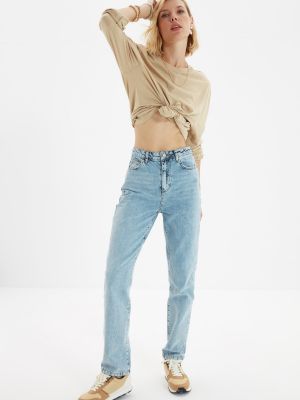 Jeansy z wysoką talią Trendyol szare