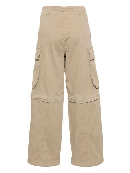 „cargo“ stiliaus kelnės su eglutės raštu Semicouture smėlinė