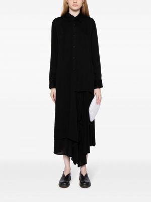 Robe longue avec manches longues asymétrique Yohji Yamamoto noir