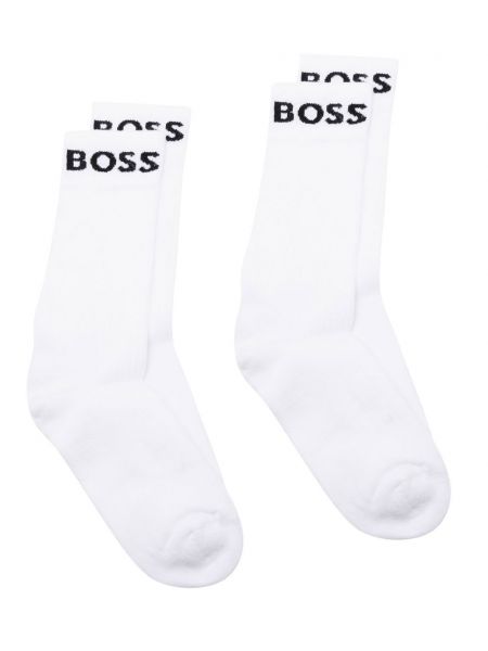 Chaussettes à imprimé Boss blanc