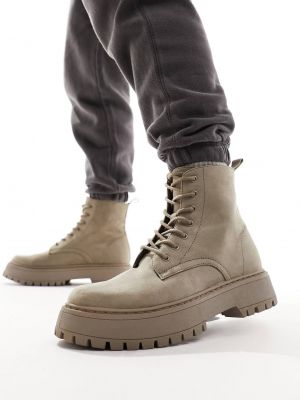 Кружевные замшевые ботинки на шнуровке Asos бежевые