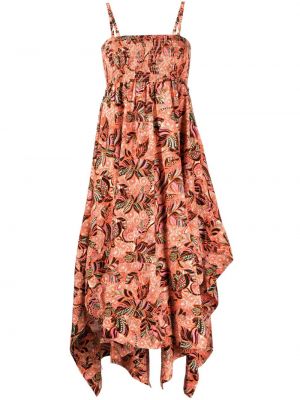 Květinové bavlněné šaty s potiskem A.l.c. - oranžová