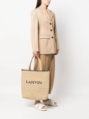 Shopper kabelka s výšivkou Lanvin béžová
