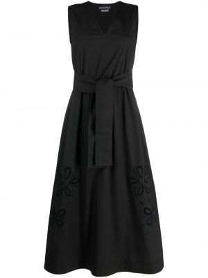 Přiléhavé šaty bez rukávů s výšivkou na zip Boutique Moschino - černá