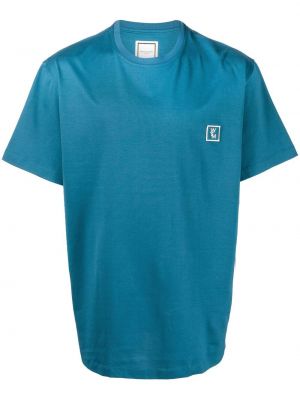 Памучна тениска бродирана Wooyoungmi синьо