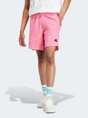 Voľné priliehavé športové šortky Adidas ružová