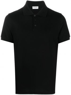 Поло тениска бродирана Saint Laurent черно