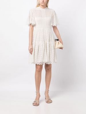 Krajkové mini šaty Christian Dior bílé