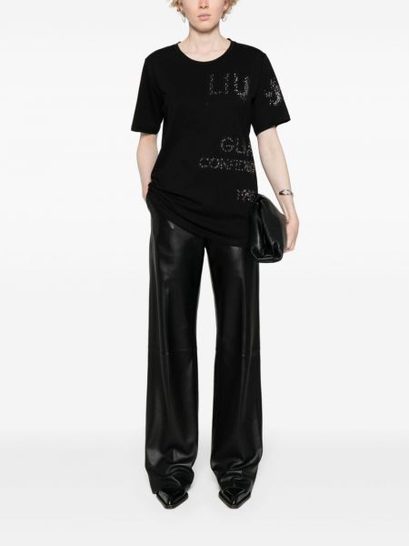 Koszula bawełniana z kryształkami Liu Jo czarna
