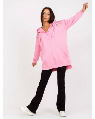 Cipzáras kapucnis melegítő felső Fashionhunters rózsaszín
