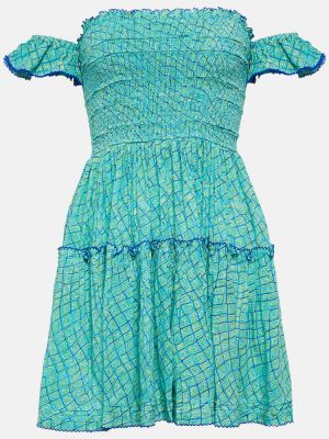 Šaty s potlačou s volánmi Poupette St Barth modrá