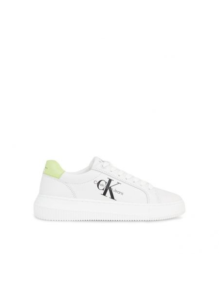 Zapatillas de cuero con tacón chunky Calvin Klein Jeans blanco