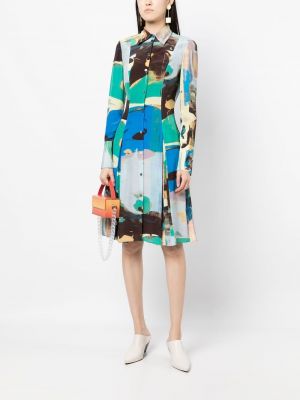 Jedwabna sukienka z nadrukiem w abstrakcyjne wzory Paul Smith zielona