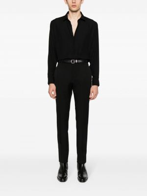 Žakárová hedvábná košile Saint Laurent černá