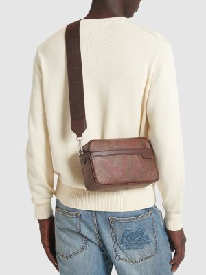 Bavlnená crossbody kabelka s paisley vzorom Etro hnedá