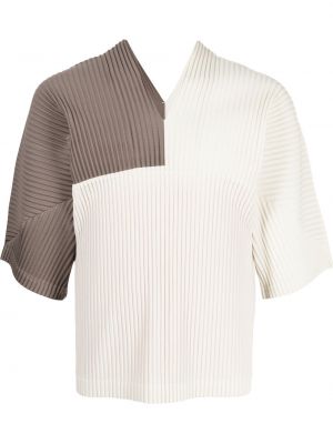 V-hals t-skjorte Homme Plissé Issey Miyake brun