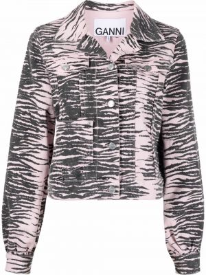 Jeansjacke mit print mit tiger streifen Ganni lila