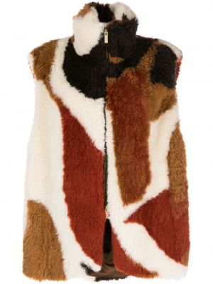 Vlněná vesta s abstraktním vzorem Mame Kurogouchi hnědá