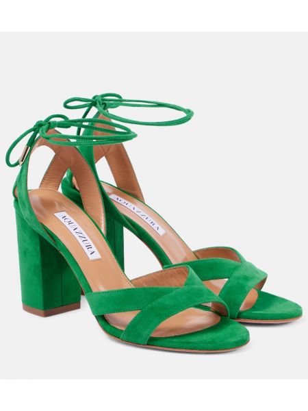 Semišové sandále Aquazzura zelená