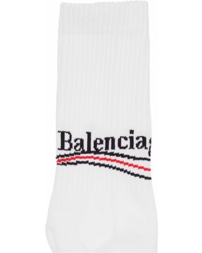 Жакардови памучни чорапи Balenciaga бяло