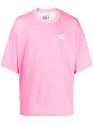 Bavlněné tričko s potiskem Natasha Zinko růžové
