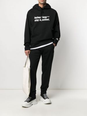 Pantalon de joggings avec imprimé slogan à imprimé Helmut Lang noir