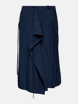 Falda midi de algodón de crepé Lemaire azul