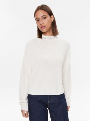 Laza szabású pulóver Calvin Klein Jeans fehér