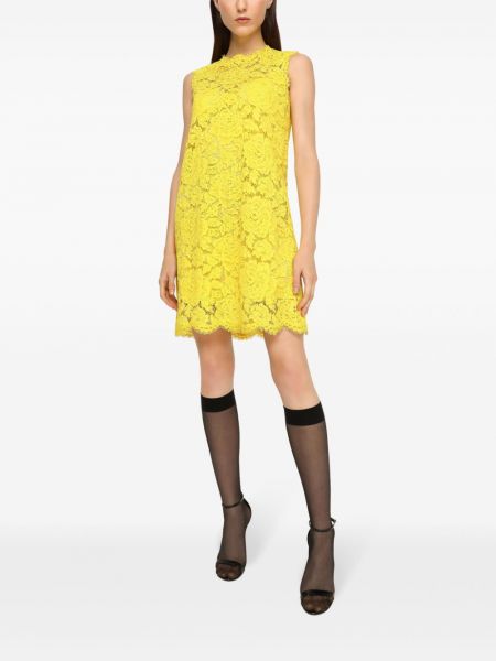 Sukienka koronkowa Dolce And Gabbana żółta