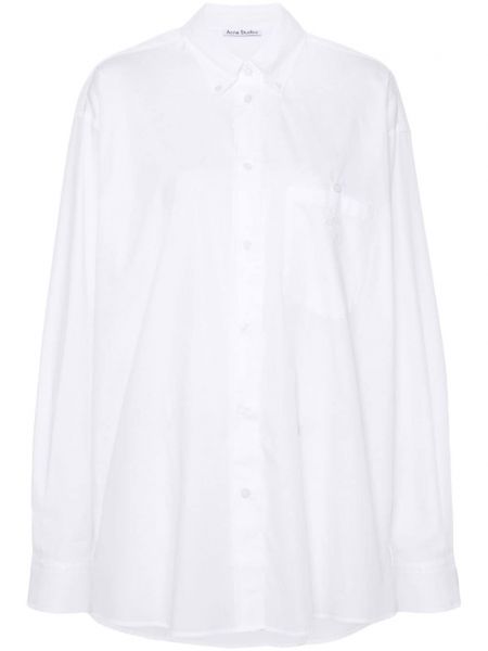 Βαμβακερό μακρύ πουκάμισο με κέντημα Acne Studios λευκό