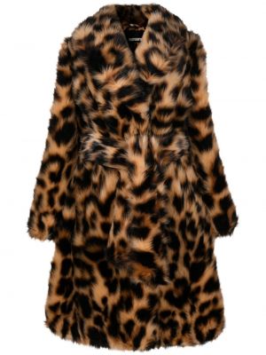 Krzneni kaput s printom s leopard uzorkom Rotate smeđa