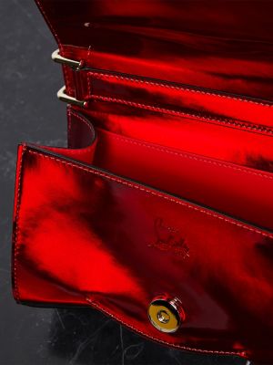 Кожени чанта за ръка от лакирана кожа Christian Louboutin червено