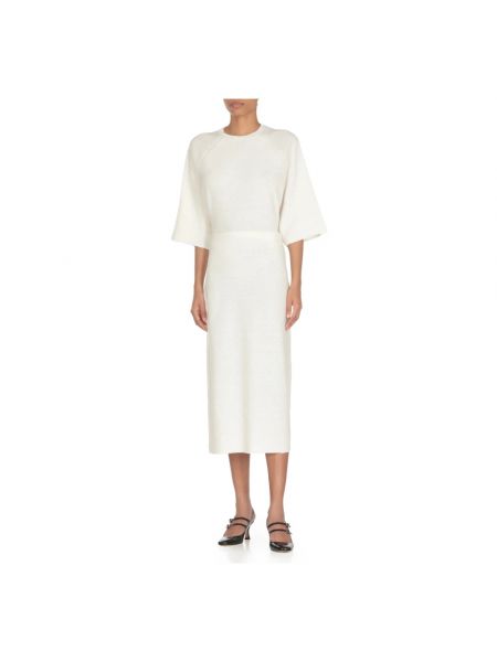 Falda midi con lentejuelas de lino de algodón Fabiana Filippi blanco