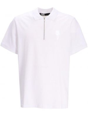 Памучна поло тениска бродирана Karl Lagerfeld бяло