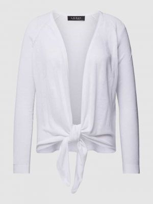 Dzianinowa kurtka z wiskozy w jednolitym kolorze Lauren Ralph Lauren biała