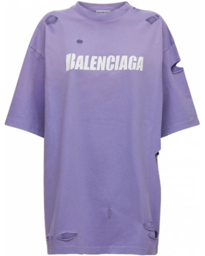 Тениска от джърси виолетово Balenciaga