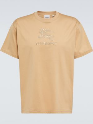 Bavlněné tričko s výšivkou jersey Burberry béžové