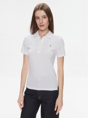 Поло тениска с копчета slim Tommy Hilfiger бяло