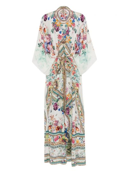 Křišťálové květinové šaty s potiskem Camilla bílé
