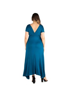 Длинное платье с высокой талией с v-образным вырезом 24seven Comfort Apparel фиолетовое