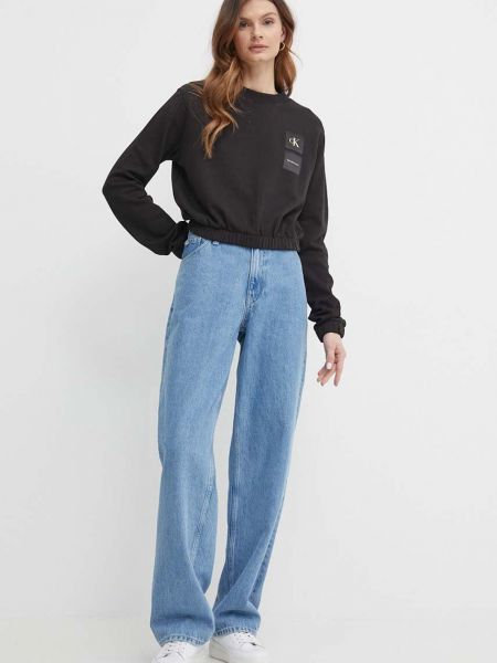 Бавовняний светр з принтом Calvin Klein Jeans чорний