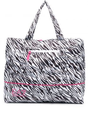 Sebra-trykk trykt shoppingbag Ea7 Emporio Armani svart