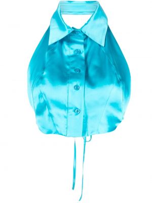 Копринена риза с гол гръб Woera синьо