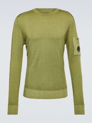Maglione di lana in lana merino con scollo tondo C.p. Company verde
