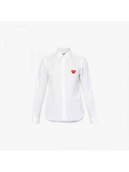Хлопковая рубашка с аппликацией Comme Des Garçons белая