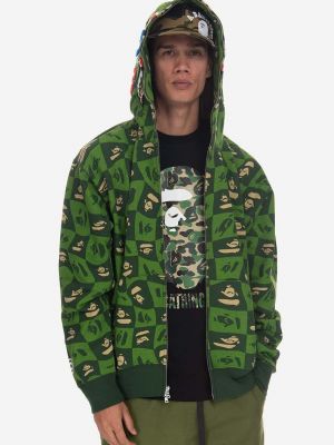 Hoodie s kapuljačom s printom A Bathing Ape® zelena